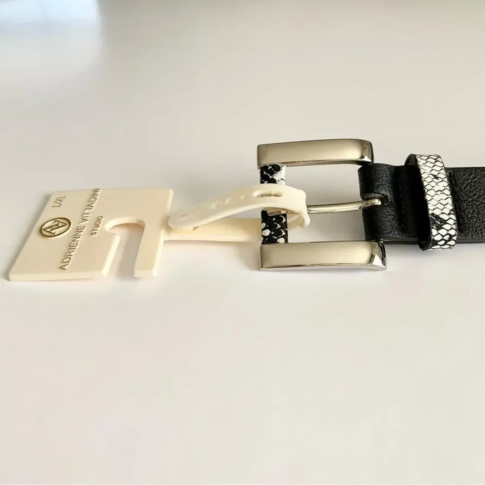 Adrienne Vittadini Black and Silver Belt Snakeskin Detail Size Large/XL